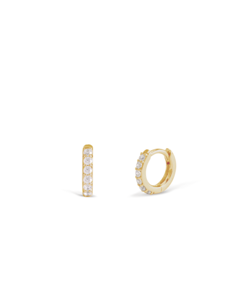 Classic Solid Gold Tiny Pavé Hoops